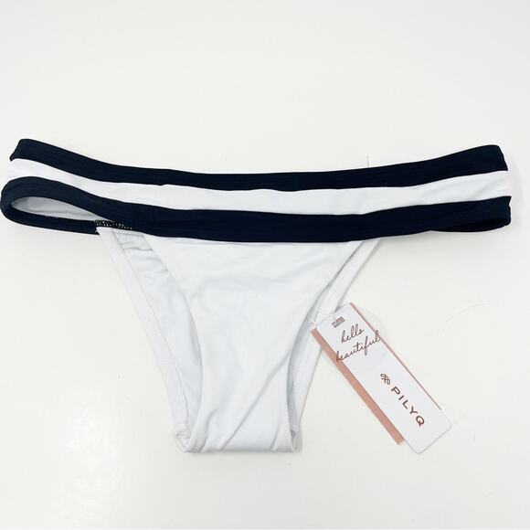 PilyQ Water Lilly Color Block Banded Teeny Cut Bikini Bottom NWT - Picture 4 of 6
